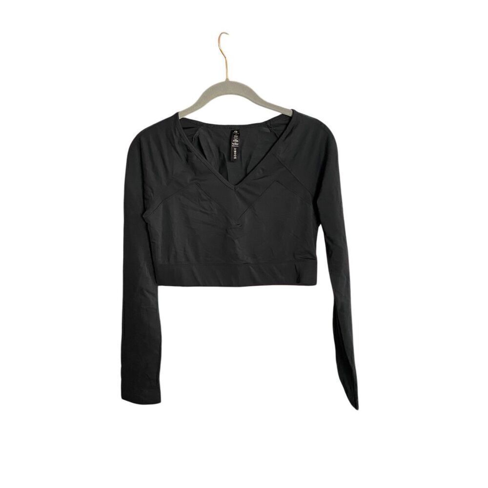 90 degree by reflex women’s black, athletic sports cropped mesh top size medium